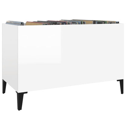 Berkfield Record Cabinet High Gloss White 74.5x38x48 cm Engineered Wood