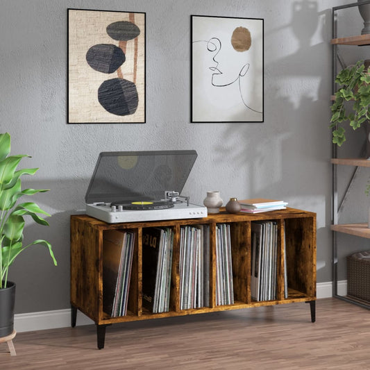 Berkfield Record Cabinet Smoked Oak 100x38x48 cm Engineered Wood