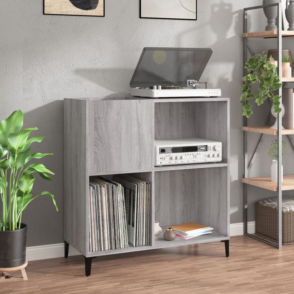 Berkfield Record Cabinet Grey Sonoma 84.5x38x89 cm Engineered Wood