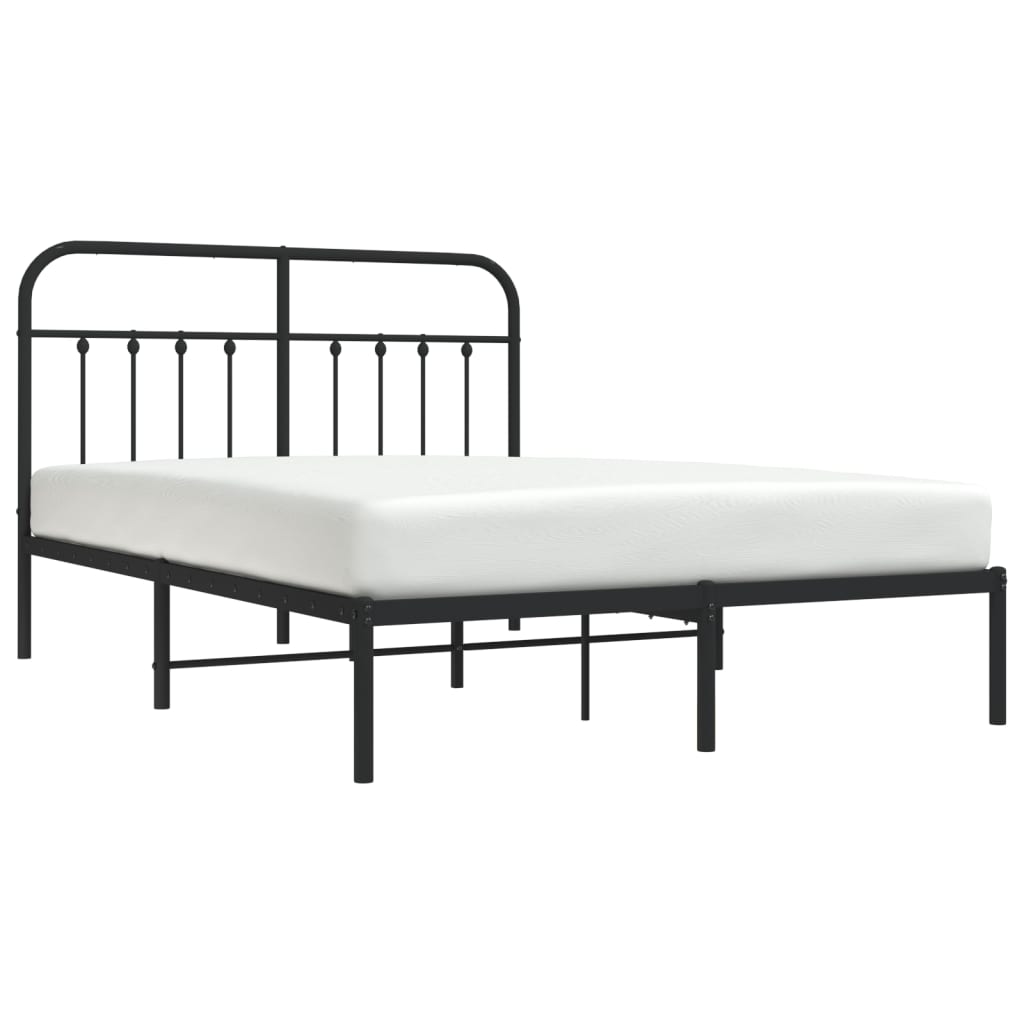 Berkfield Metal Bed Frame with Headboard Black 150x200 cm