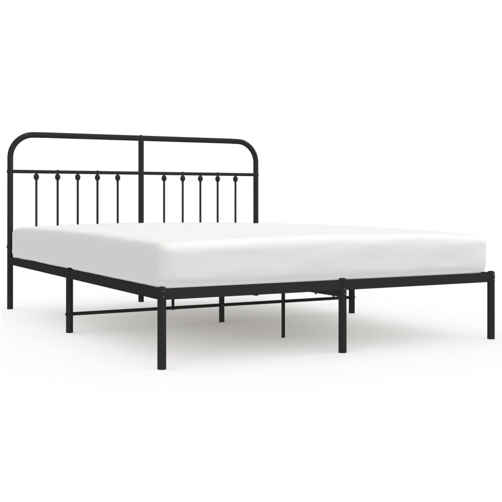 Berkfield Metal Bed Frame with Headboard Black 180x200 cm