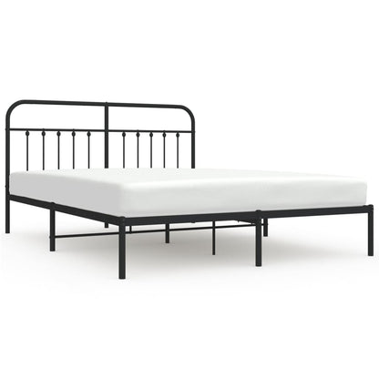 Berkfield Metal Bed Frame with Headboard Black 180x200 cm