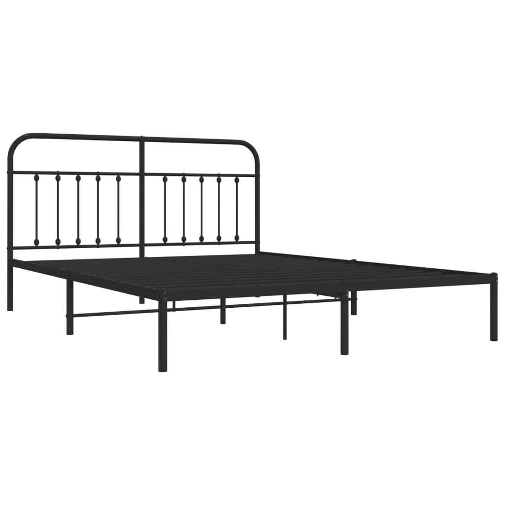 Berkfield Metal Bed Frame with Headboard Black 180x200 cm