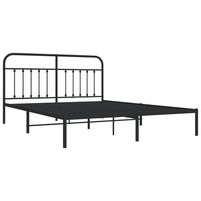 Berkfield Metal Bed Frame with Headboard Black 180x200 cm