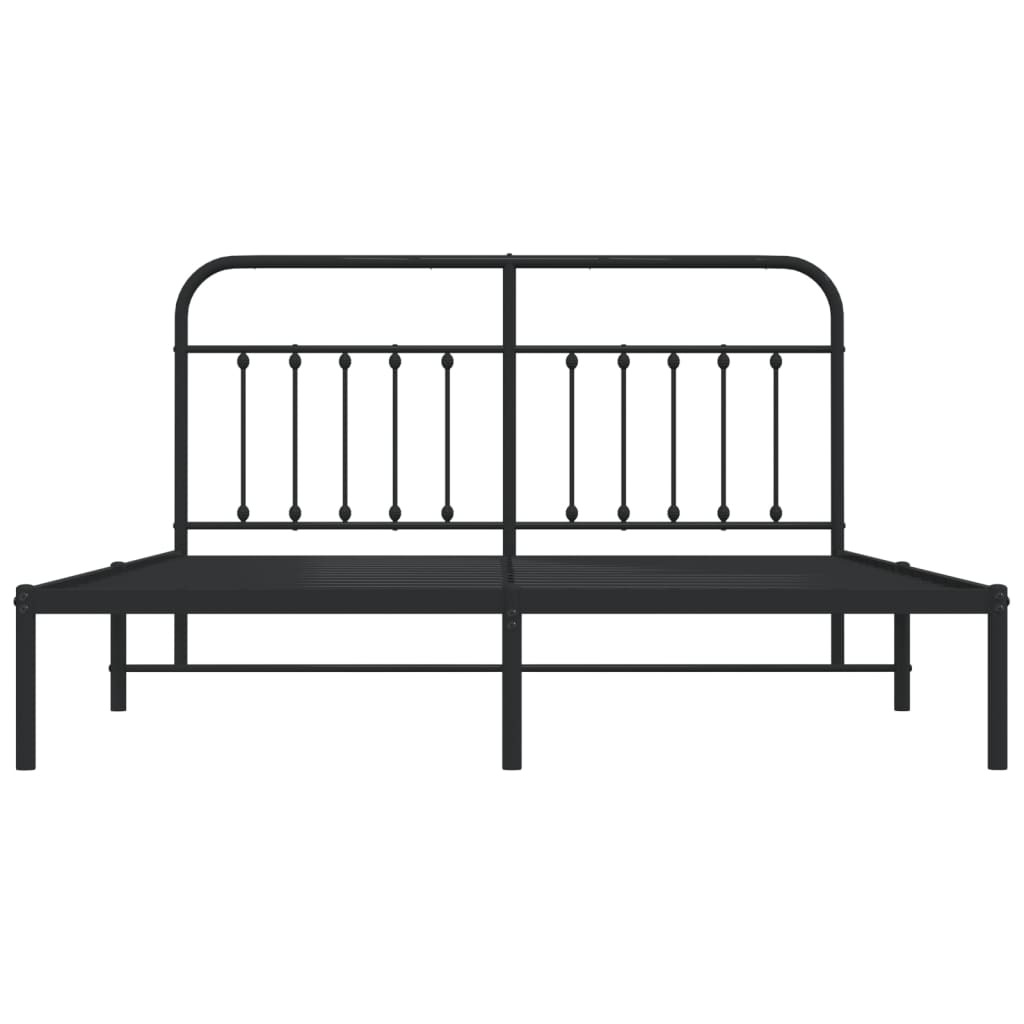 Berkfield Metal Bed Frame with Headboard Black 180x200 cm