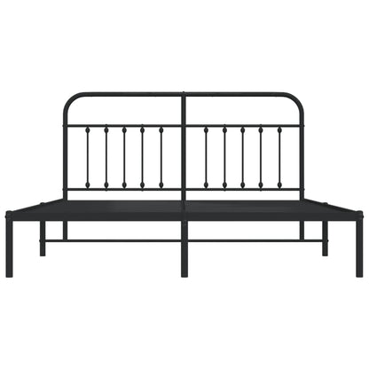 Berkfield Metal Bed Frame with Headboard Black 180x200 cm