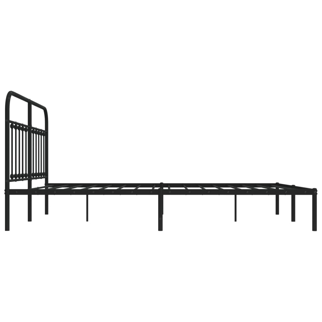 Berkfield Metal Bed Frame with Headboard Black 180x200 cm