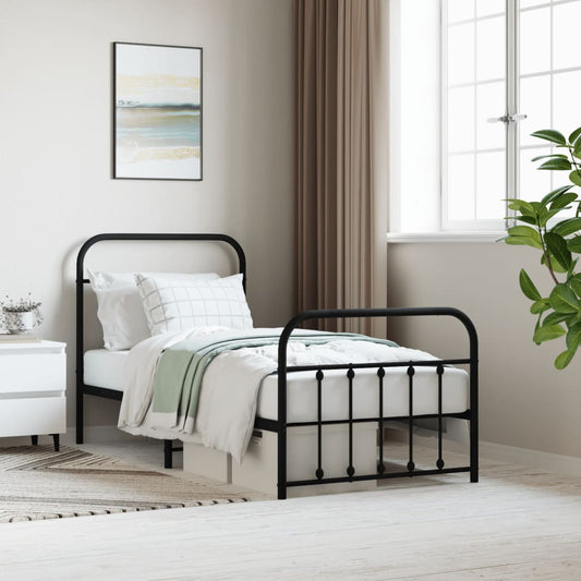 Berkfield Metal Bed Frame with Headboard and Footboard Black 80x200 cm