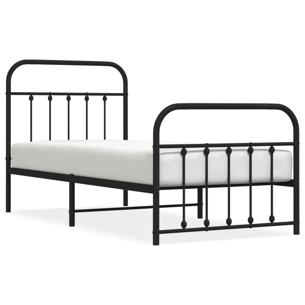 Berkfield Metal Bed Frame with Headboard and Footboard Black 90x200 cm