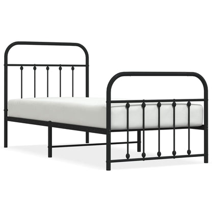Berkfield Metal Bed Frame with Headboard and Footboard Black 90x200 cm