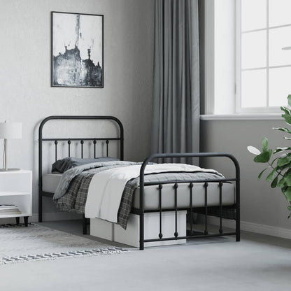 Berkfield Metal Bed Frame with Headboard and Footboard Black 90x200 cm