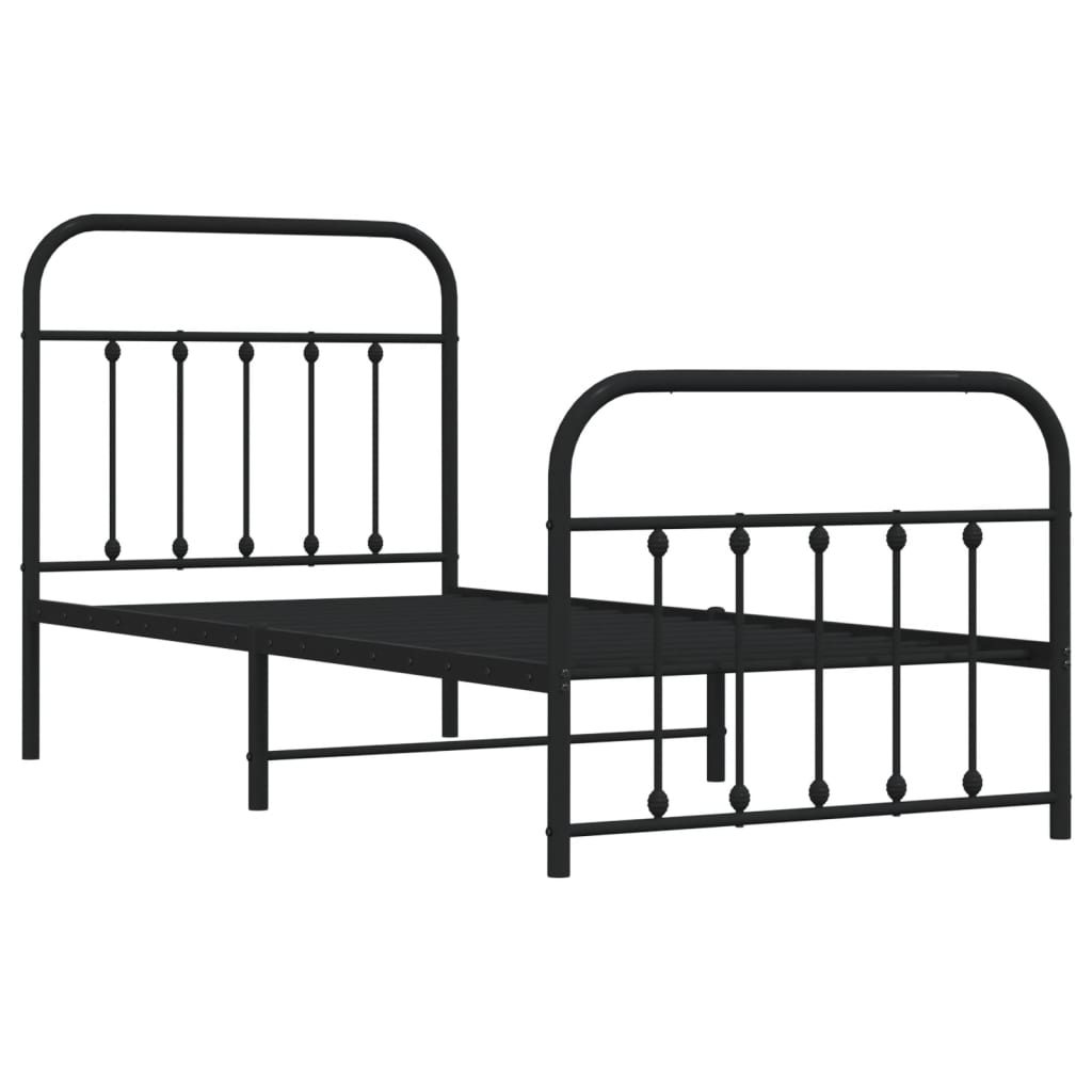 Berkfield Metal Bed Frame with Headboard and Footboard Black 90x200 cm