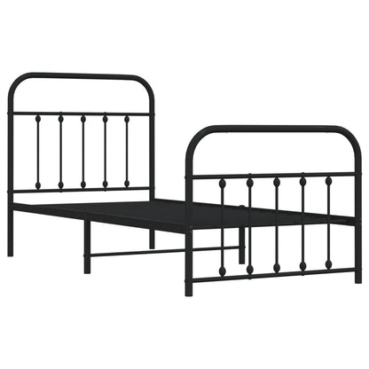 Berkfield Metal Bed Frame with Headboard and Footboard Black 90x200 cm