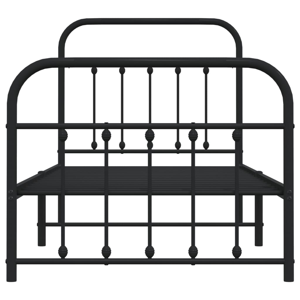 Berkfield Metal Bed Frame with Headboard and Footboard Black 90x200 cm