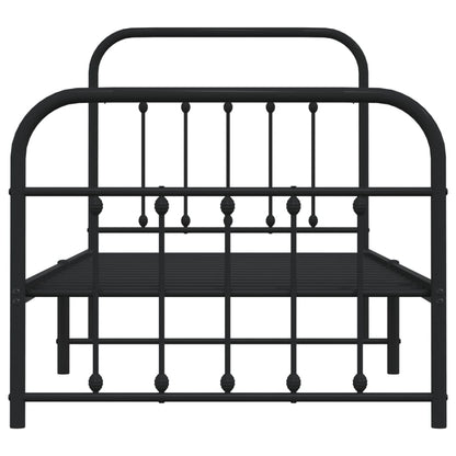 Berkfield Metal Bed Frame with Headboard and Footboard Black 90x200 cm