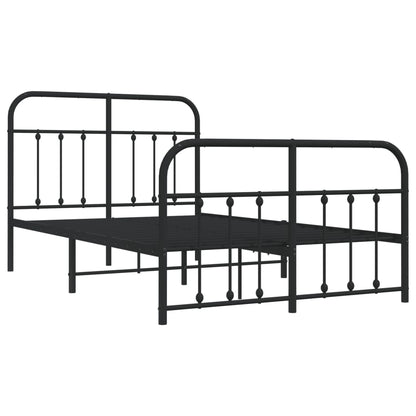 Berkfield Metal Bed Frame with Headboard and Footboard Black 120x200 cm