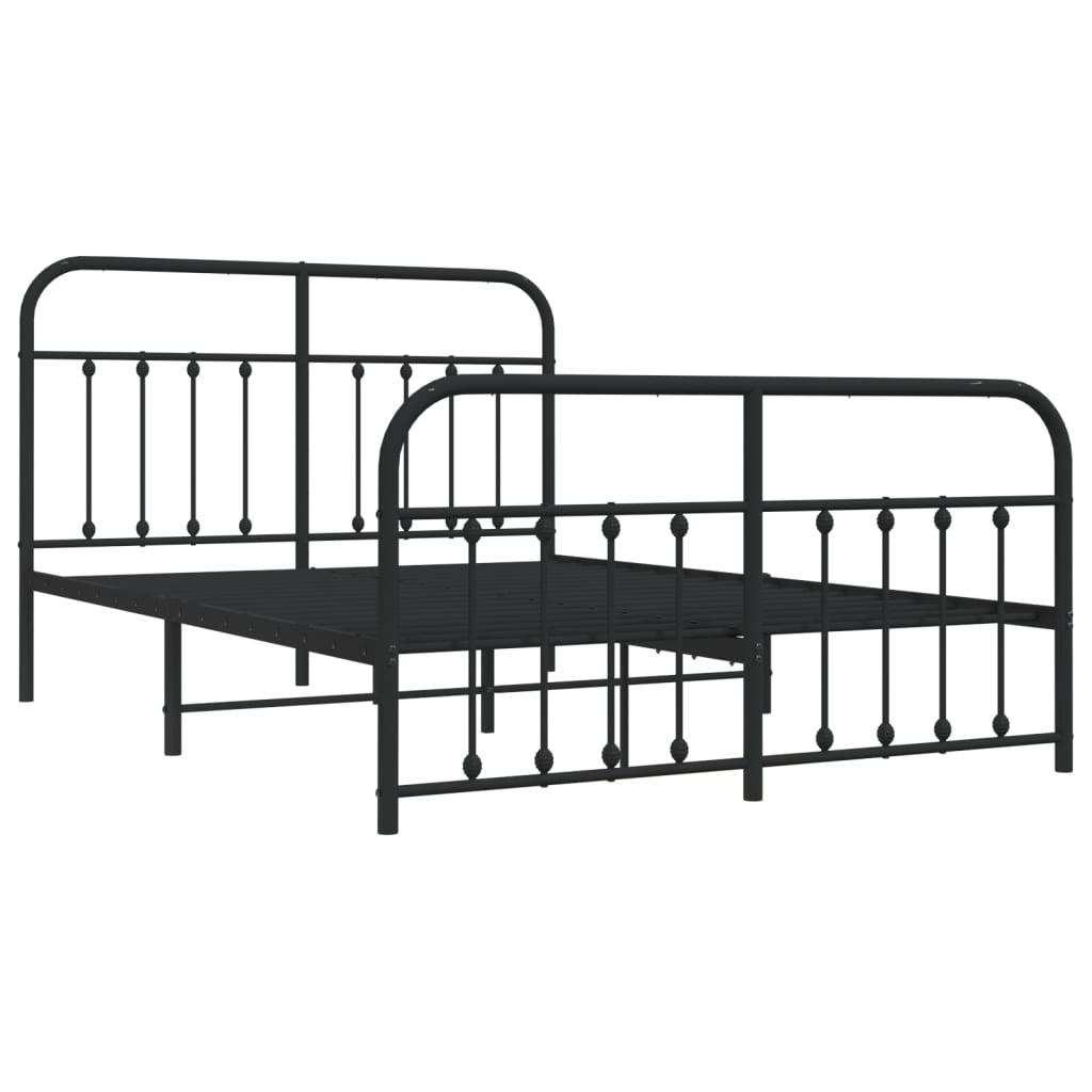 Berkfield Metal Bed Frame with Headboard and Footboard Black 140x190 cm