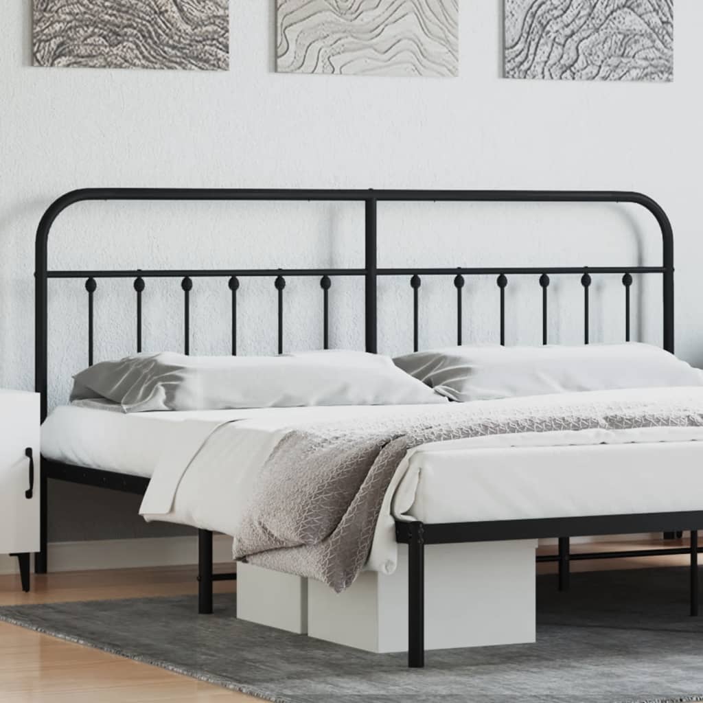 Berkfield Metal Headboard Black 200 cm
