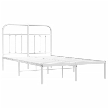 Berkfield Metal Bed Frame with Headboard White 120x200 cm