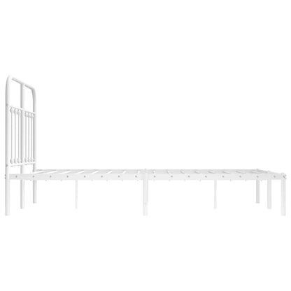 Berkfield Metal Bed Frame with Headboard White 120x200 cm