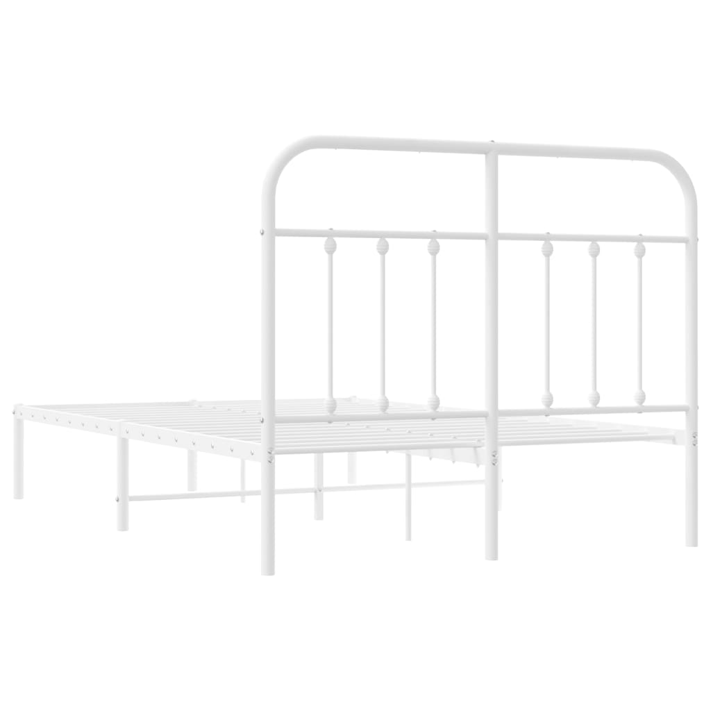 Berkfield Metal Bed Frame with Headboard White 120x200 cm