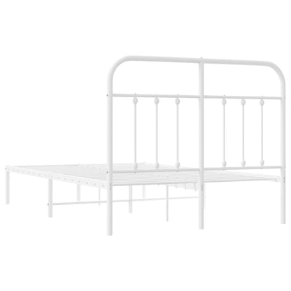 Berkfield Metal Bed Frame with Headboard White 120x200 cm