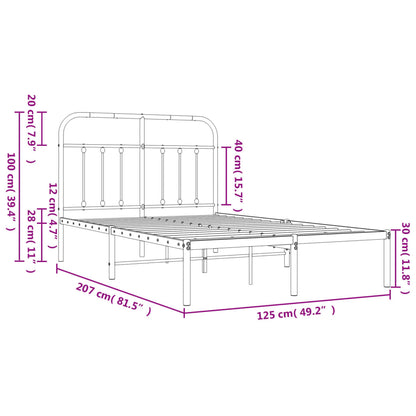Berkfield Metal Bed Frame with Headboard White 120x200 cm