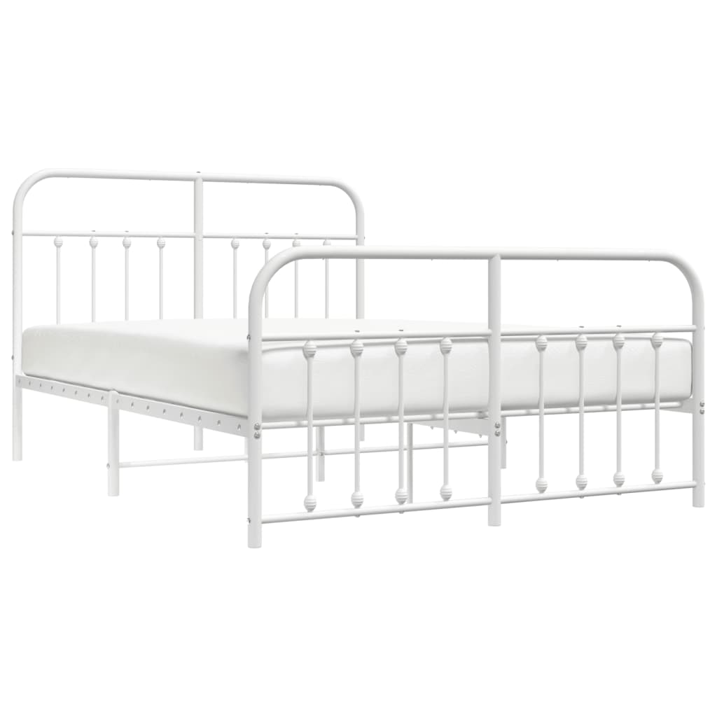 Berkfield Metal Bed Frame with Headboard and Footboard White 135x190 cm