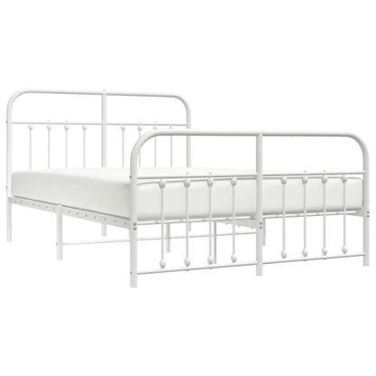 Berkfield Metal Bed Frame with Headboard and Footboard White 135x190 cm