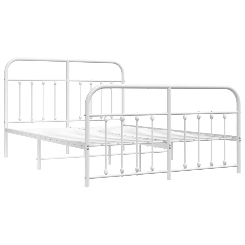 Berkfield Metal Bed Frame with Headboard and Footboard White 135x190 cm