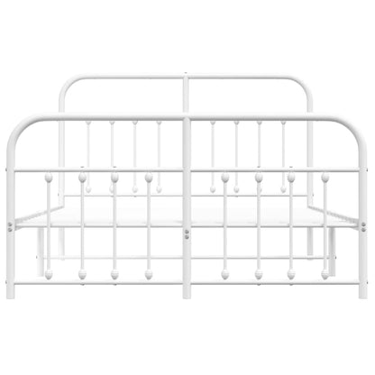 Berkfield Metal Bed Frame with Headboard and Footboard White 135x190 cm