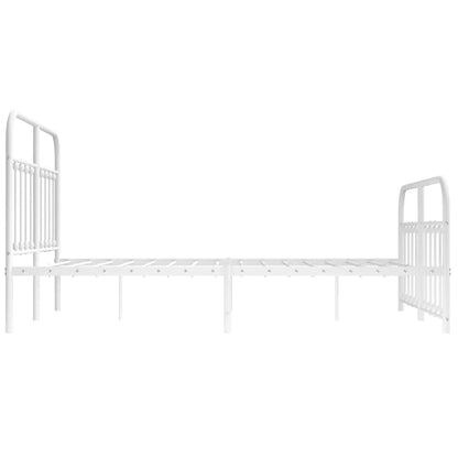 Berkfield Metal Bed Frame with Headboard and Footboard White 135x190 cm