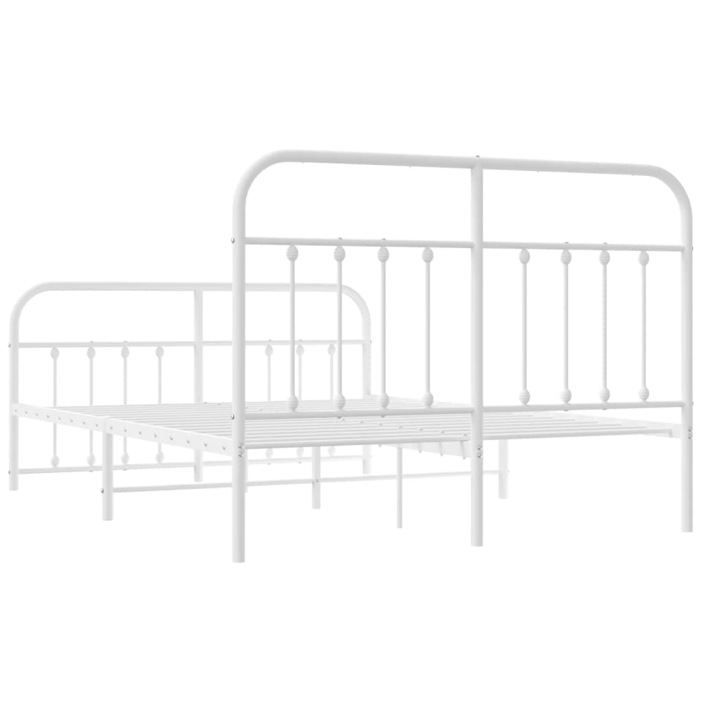 Berkfield Metal Bed Frame with Headboard and Footboard White 135x190 cm