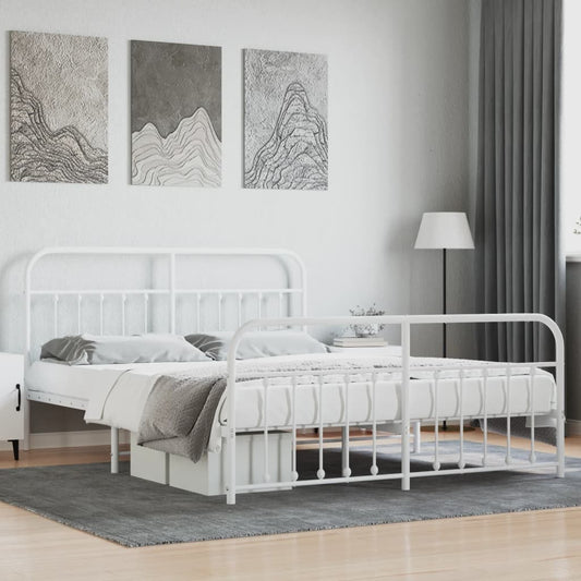 Berkfield Metal Bed Frame with Headboard and Footboard White 180x200 cm