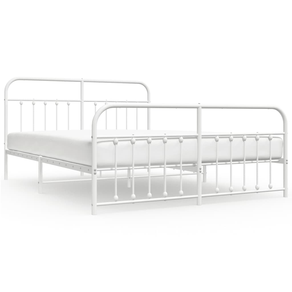 Berkfield Metal Bed Frame with Headboard and Footboard White 183x213 cm