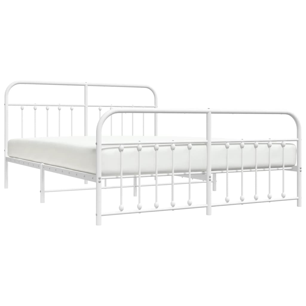 Berkfield Metal Bed Frame with Headboard and Footboard White 183x213 cm