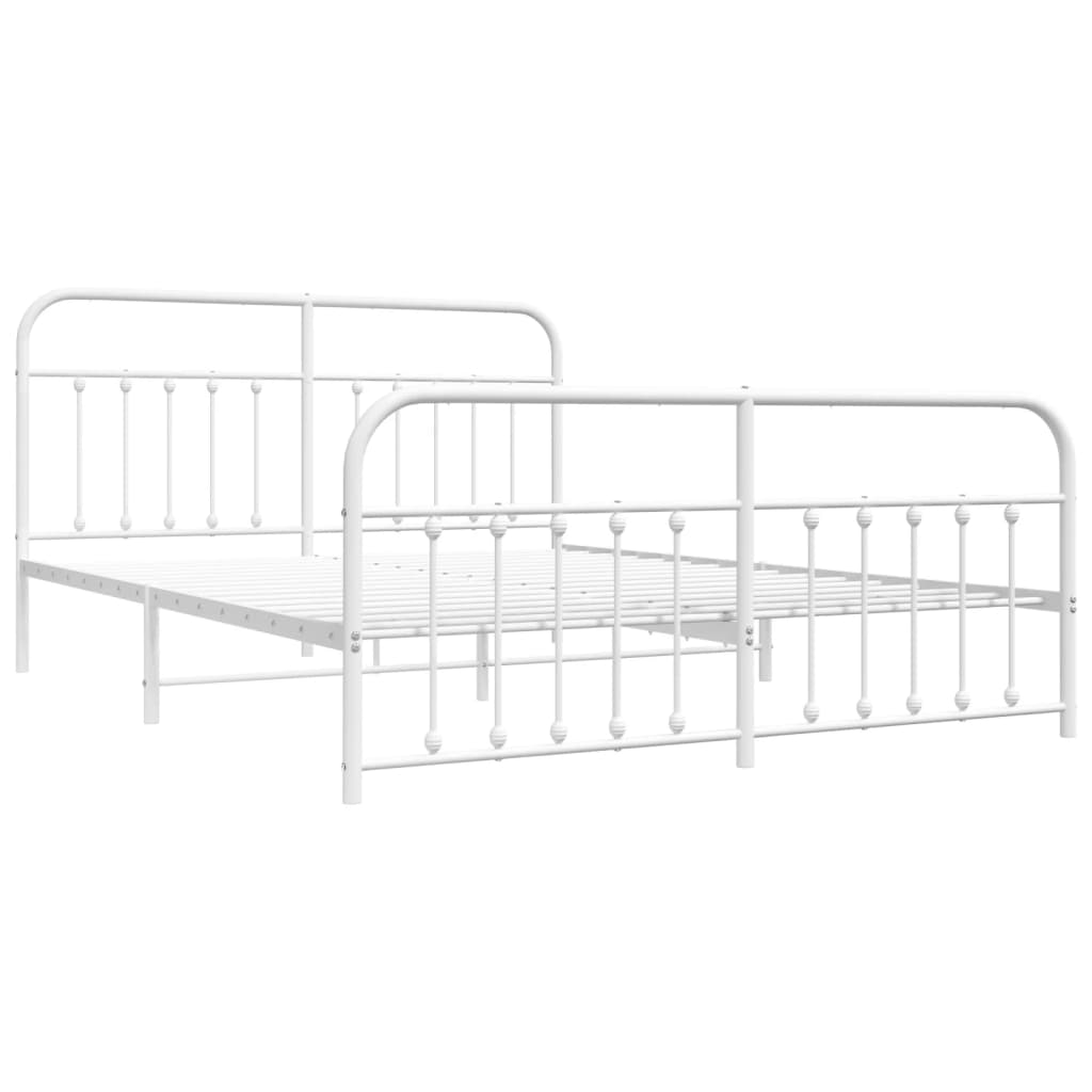 Berkfield Metal Bed Frame with Headboard and Footboard White 183x213 cm