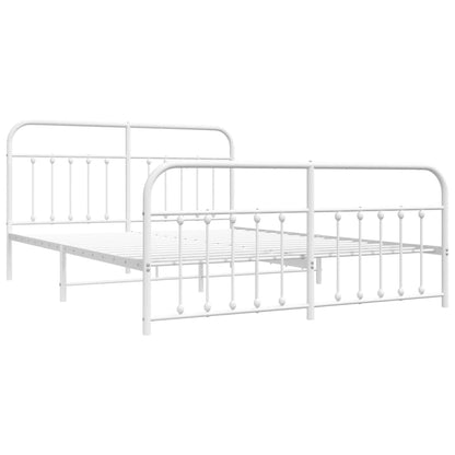 Berkfield Metal Bed Frame with Headboard and Footboard White 183x213 cm