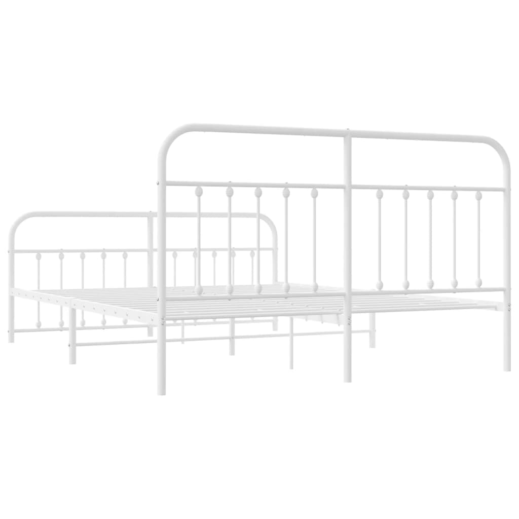 Berkfield Metal Bed Frame with Headboard and Footboard White 183x213 cm