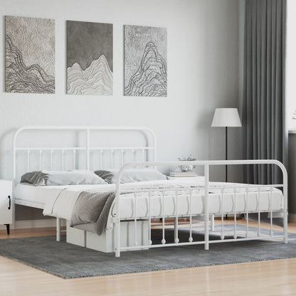 Berkfield Metal Bed Frame with Headboard and Footboard White 183x213 cm