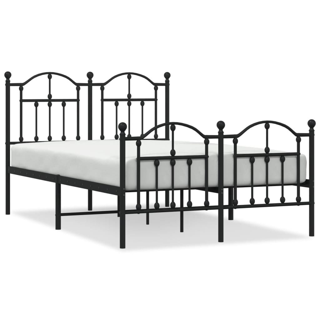 Berkfield Metal Bed Frame with Headboard and Footboard Black 120x200 cm