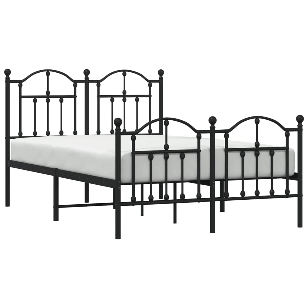 Berkfield Metal Bed Frame with Headboard and Footboard Black 120x200 cm