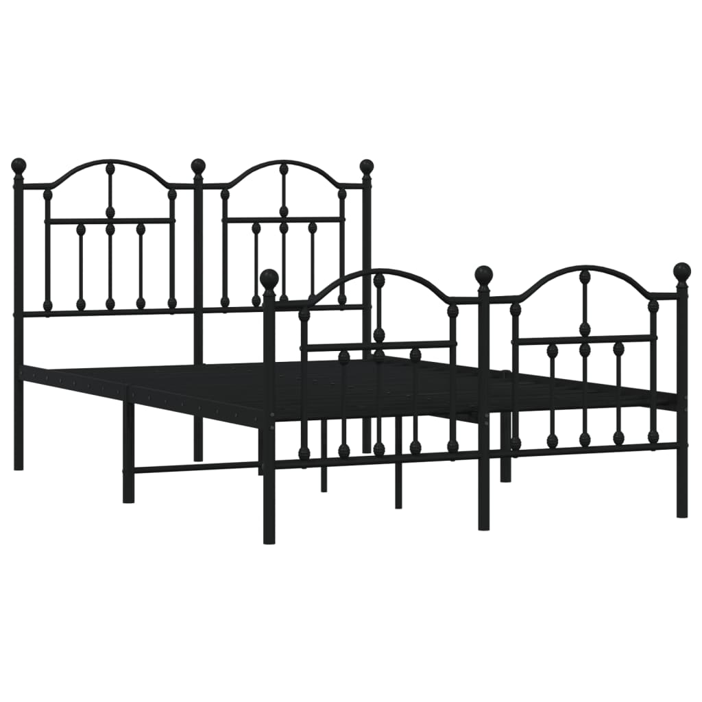 Berkfield Metal Bed Frame with Headboard and Footboard Black 120x200 cm