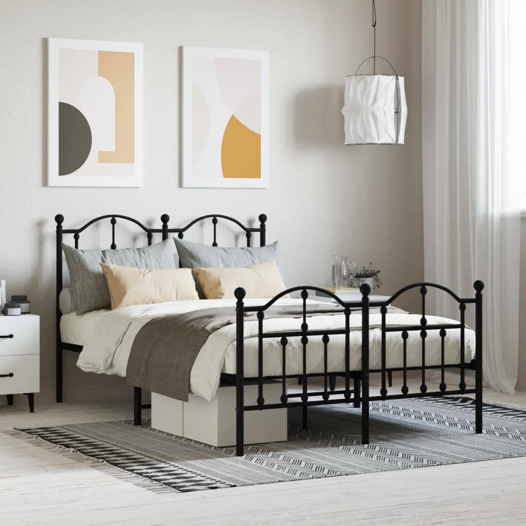 Berkfield Metal Bed Frame with Headboard and Footboard Black 120x200 cm