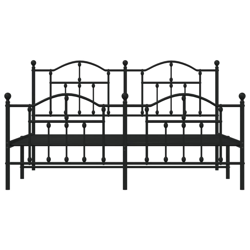 Berkfield Metal Bed Frame with Headboard and Footboard Black 183x213 cm