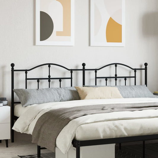 Berkfield Metal Headboard Black 200 cm