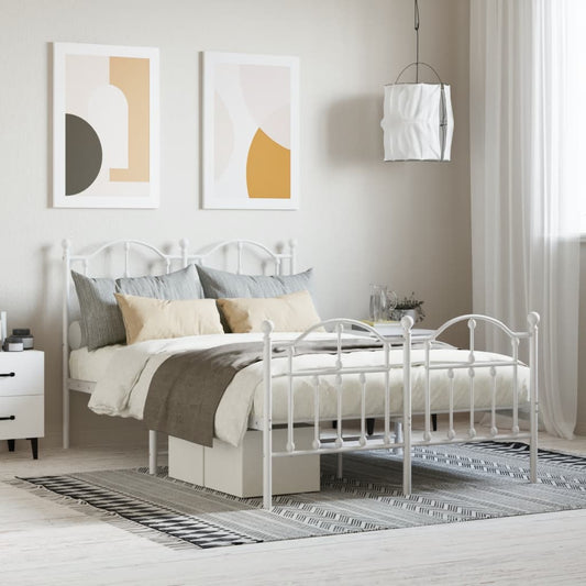 Berkfield Metal Bed Frame with Headboard and Footboard White 120x190 cm