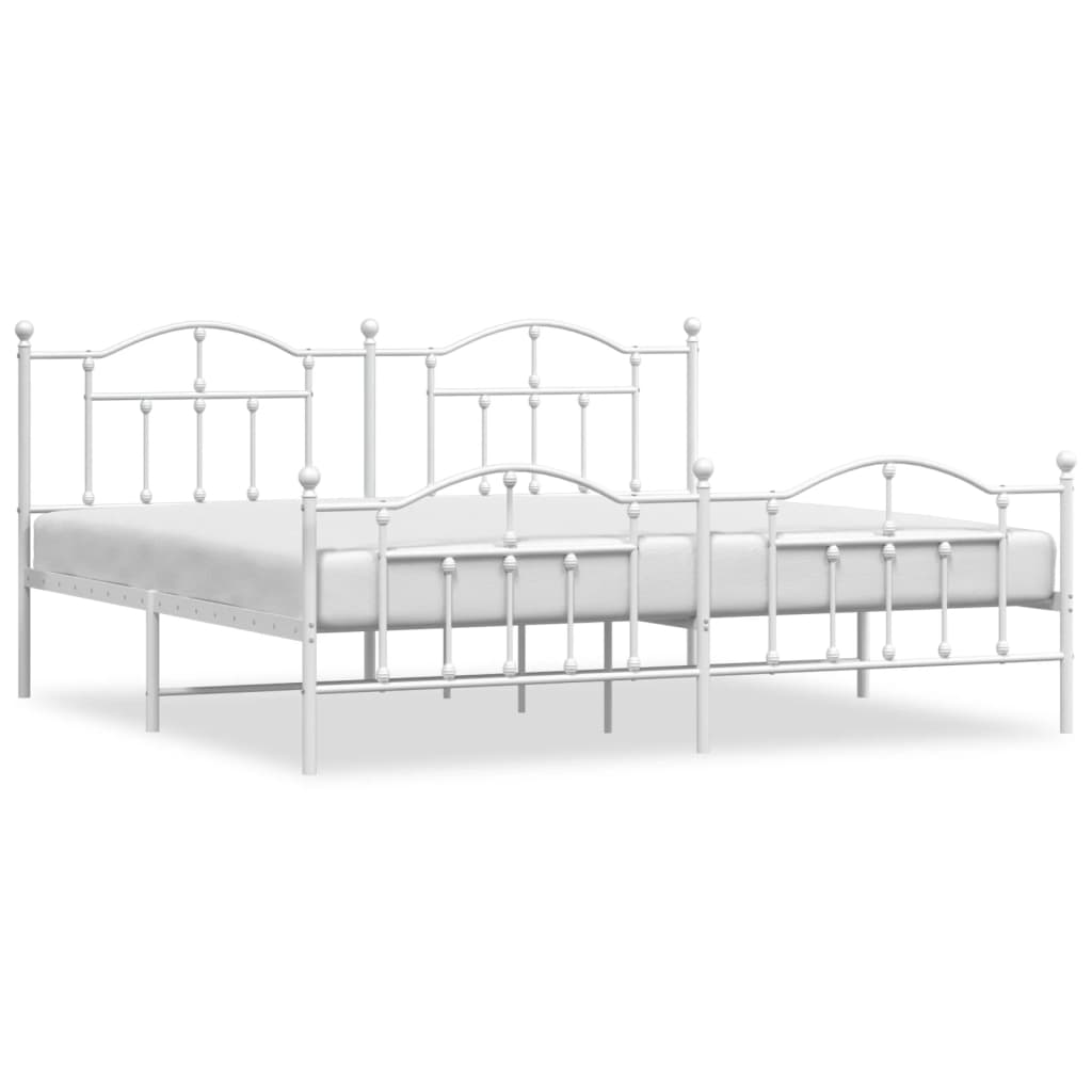Berkfield Metal Bed Frame with Headboard and Footboard White 193x203 cm