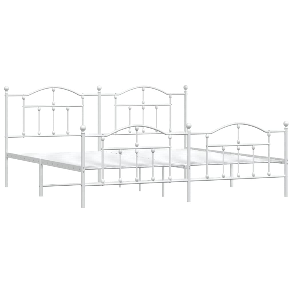 Berkfield Metal Bed Frame with Headboard and Footboard White 193x203 cm