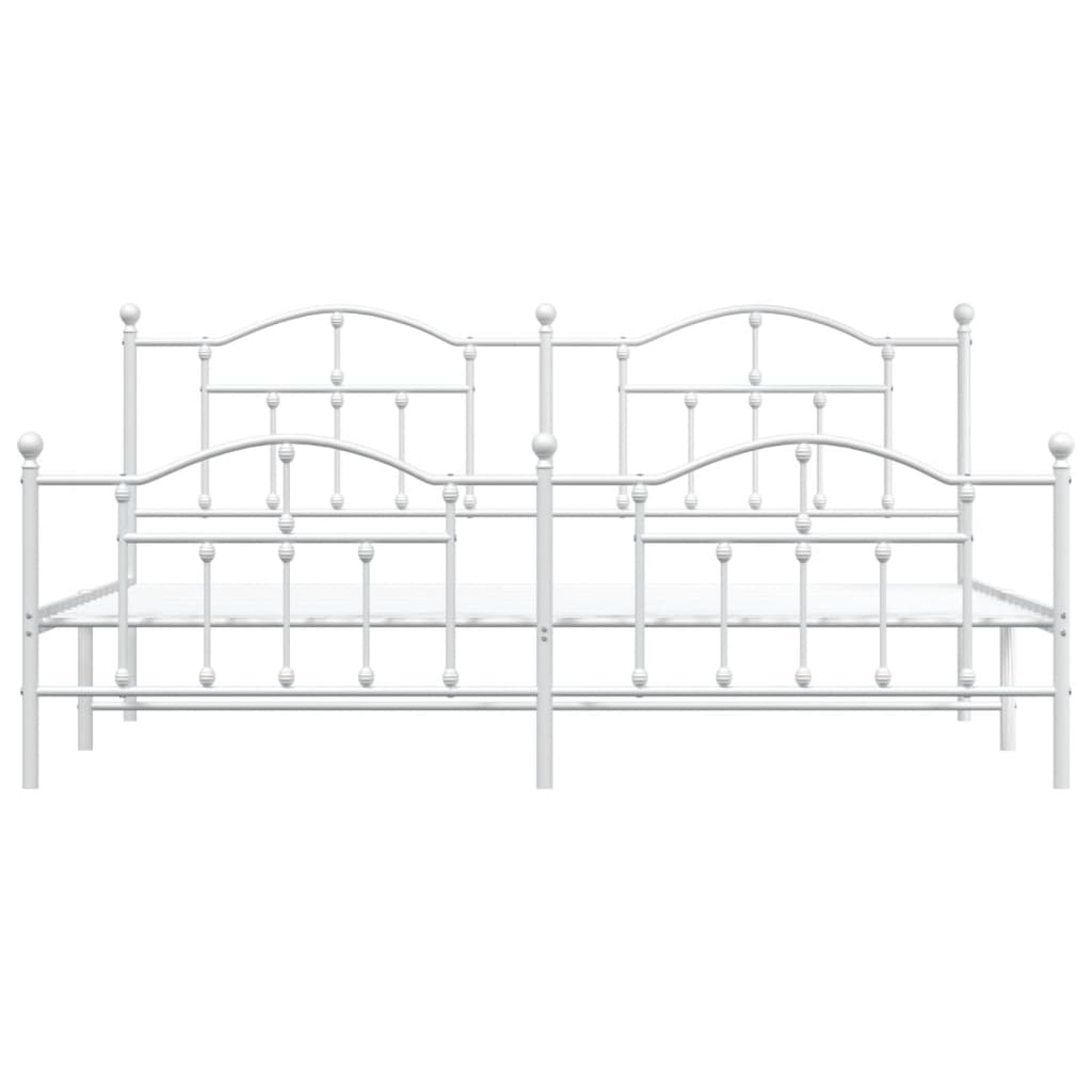Berkfield Metal Bed Frame with Headboard and Footboard White 193x203 cm